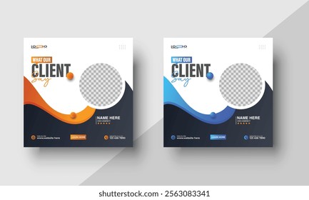 Versatile Client Testimonial and Customer Feedback Web Banner Templates – Modern Social Media Post Designs with Dynamic Color Variations