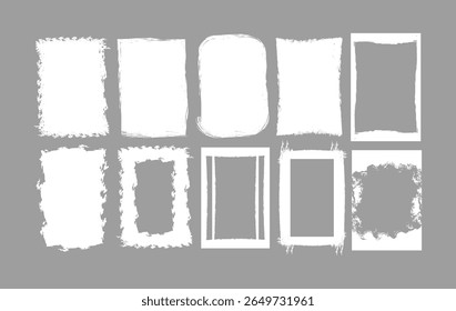 Uma coleção versátil de 8 quadros com grunge, pincelada e bordas de estilo de tinta. Cada moldura oferece uma textura desenhada à mão única, desde bordas ásperas e angustiadas até cantos arredondados suaves.