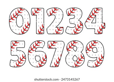 Vielseitige Kollektion von Baseball Color Font Doodle Letter Illustration