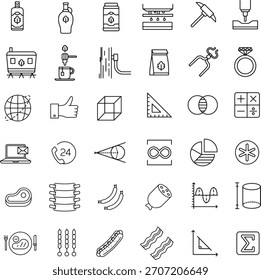 Eine vielseitige Kollektion von sauberen, modernen Umrisssymbolen, die eine Vielzahl von Konzepten repräsentieren, perfekt für digitale und Print-Design-Projekte.