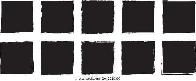 A versatile collection of colorful brush textures and bold shapes including circles and squares, perfect for digital art, posters, or abstract backdrops.