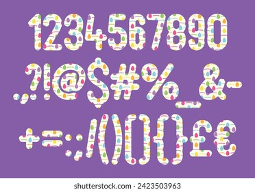 Versatile Collection of Colorful Eggs Numbers and Punctuation for Various Uses