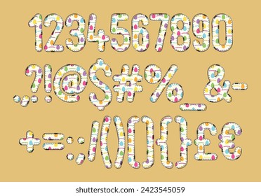 Versatile Collection of Colorful Eggs Numbers and Punctuation for Various Uses