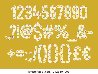Versatile Collection of Colorful Floral Numbers and Punctuation for Various Uses