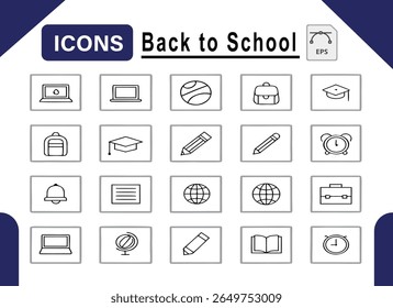 A versatile collection of colorful icons, likely featuring educational and seasonal themes, perfect for digital and print design projects. This set offers a variety of visual elements.