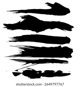 A versatile collection of distinct black ink brush strokes, perfect for adding an artistic, grunge, or expressive touch to any design project.