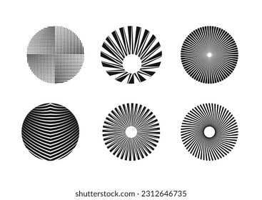 Eine vielseitige Kollektion bearbeitbarer Spirallinien, die sanft fließend, abstrakte geometrische Rundformen einzeln auf unscharfem weißem Hintergrund sind, bieten grenzenlose kreative Möglichkeiten.