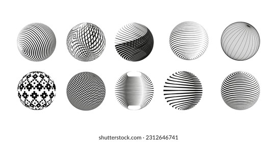 A versatile collection of editable spiral lines gracefully flowing, abstract geometric circular round shapes, isolated on a pristine white background, offer boundless creative possibilities.