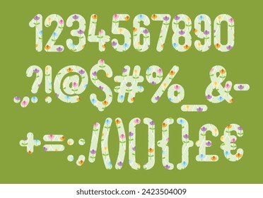 Versatile Collection of Flowers Numbers and Punctuation for Various Uses
