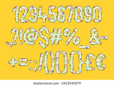 Versatile Collection of Flowers Numbers and Punctuation for Various Uses