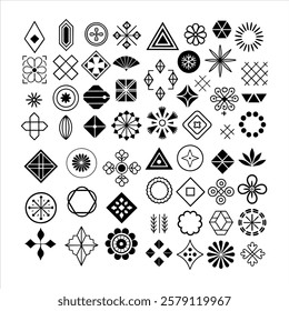 A versatile collection of geometric design element silhouettes in vector format. Perfect for logos, patterns, and modern artwork. High-quality, editable, and ready for digital use.