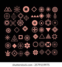 A versatile collection of geometric design element silhouettes in vector format. Perfect for logos, patterns, and modern artwork. High-quality, editable, and ready for digital use.