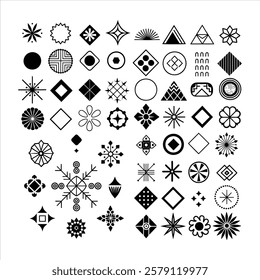 A versatile collection of geometric design element silhouettes in vector format. Perfect for logos, patterns, and modern artwork. High-quality, editable, and ready for digital use.