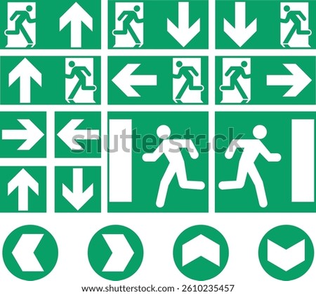A versatile collection of high-quality exit sign designs, perfect for emergency signage, safety instructions, building layouts, and wayfinding systems. Includes various styles such as modern, minimali