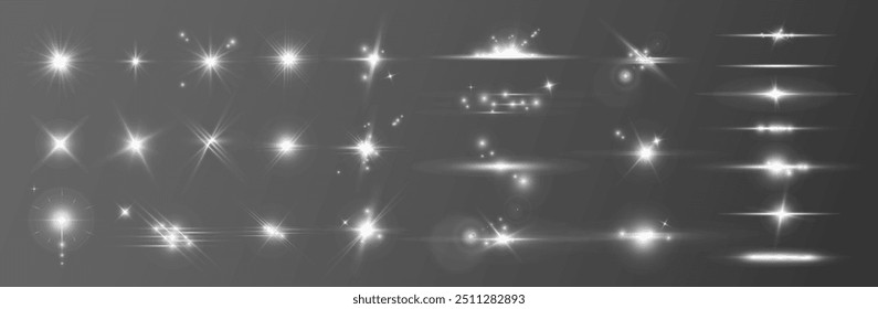 A versatile collection of lens flare and light effects, featuring sparkles, starbursts, and glimmers that add brightness and radiance to any design. Perfect glowing highlights and dynamic overlays.