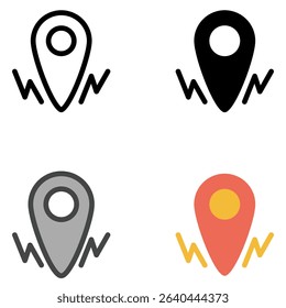 A versatile collection of map marker vector icons in four unique styles: outline, solid, dual tone, and flat. Perfect for use in mobile apps, GPS navigation, travel websites, location-based services.
