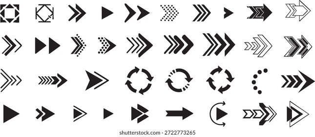 Versatile collection of modern arrow icons and directional symbols