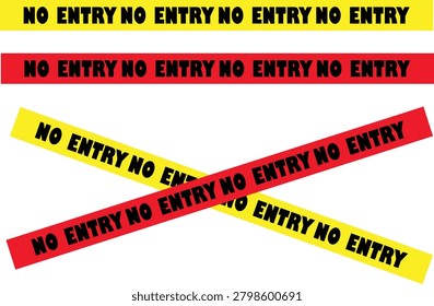 A versatile collection of 'NO ENTRY' warning tapes, including straight and crossed designs in red and yellow, for diverse safety indications.