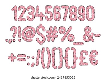 Versatile Collection of Pink Love Numbers and Punctuation for Various Uses