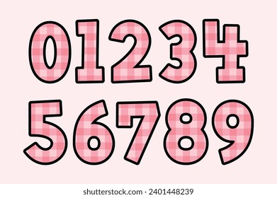 Versatile Collection of Pink Plaid Numbers for Various Uses