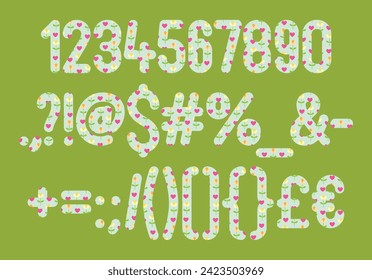 Versatile Collection of Romantic Flowers Numbers and Punctuation for Various Uses