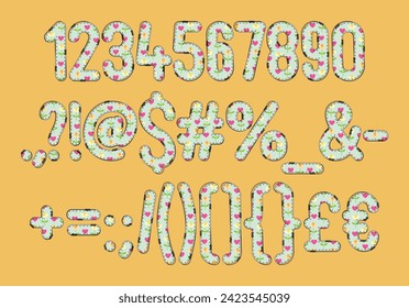 Versatile Collection of Romantic Flowers Numbers and Punctuation for Various Uses