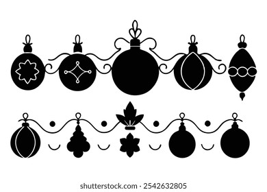 A versatile collection of silhouette border ornaments featuring elegant and intricate designs. Ideal for invitations, frames, and decorative projects that require a classic, stylish touch.