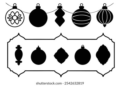 A versatile collection of silhouette border ornaments featuring elegant and intricate designs. Ideal for invitations, frames, and decorative projects that require a classic, stylish touch.