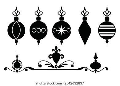 A versatile collection of silhouette border ornaments featuring elegant and intricate designs. Ideal for invitations, frames, and decorative projects that require a classic, stylish touch.