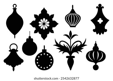 A versatile collection of silhouette border ornaments featuring elegant and intricate designs. Ideal for invitations, frames, and decorative projects that require a classic, stylish touch.