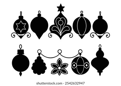 A versatile collection of silhouette border ornaments featuring elegant and intricate designs. Ideal for invitations, frames, and decorative projects that require a classic, stylish touch.