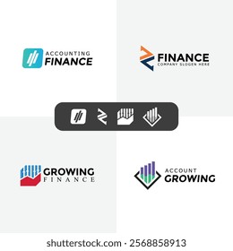 A versatile collection of sleek and modern logo designs tailored for financial institutions, investment firms, accounting services, and fintech startups.