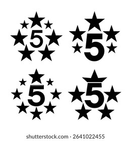 A versatile collection of star icons and silhouettes on a clean white background, perfect for rating symbols, badges, decorations, web design, holiday themes, and creative graphic projects.