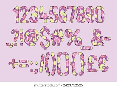 Versatile Collection of Sunny Eggs Numbers and Punctuation for Various Uses