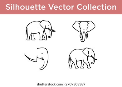 A versatile collection of various elephant silhouette vector illustrations, perfect for wildlife and nature-themed designs.