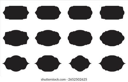 A versatile collection of vintage-inspired label frame silhouettes in vector format