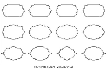 A versatile collection of vintage-inspired label frame silhouettes in vector format