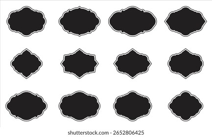 Una colección versátil de siluetas de marco de etiquetas de inspiración vintage en formato de Vector