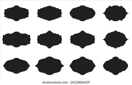 A versatile collection of vintage-inspired label frame silhouettes in vector format