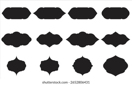A versatile collection of vintage-inspired label frame silhouettes in vector format