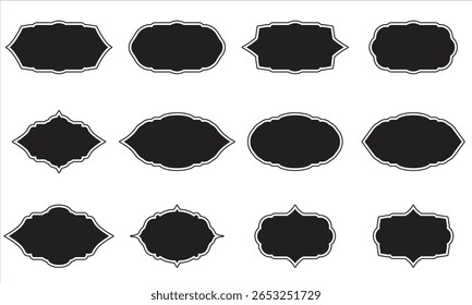 Uma coleção versátil de silhuetas de moldura de rótulo inspiradas no vintage em formato vetorial