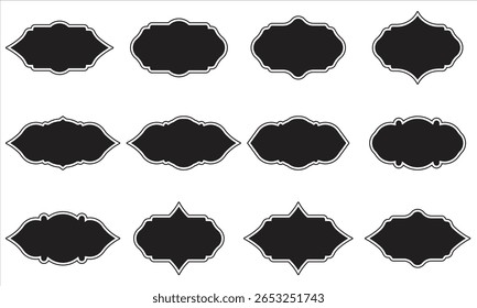 Uma coleção versátil de silhuetas de moldura de rótulo inspiradas no vintage em formato vetorial