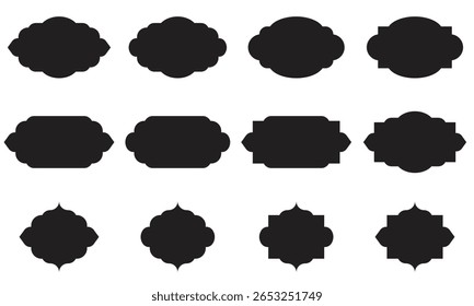 A versatile collection of vintage-inspired label frame silhouettes in vector format