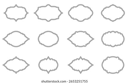 A versatile collection of vintage-inspired label frame silhouettes in vector format