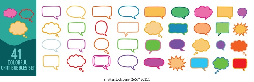 Versátil conjunto colorido de burbujas de discurso, etiquetas, insignias y emblemas en estilo de Vector moderno	