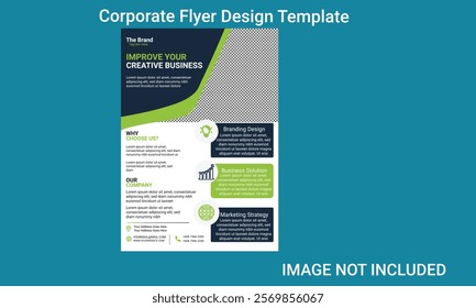 Versatile corporate flyer template with a sleek and modern design, ideal for business advertising, event promotion and branding purposes. Perfect for showcasing products or services.
