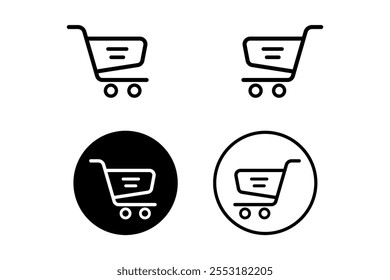 Versátil Creative Shopping Cart Flat Icons Designs para estratégias de marketing digital, atraente Creative Shopping Cart Flat Icons Designs para aplicações móveis e web design