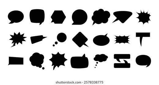 Versatile Dialogue Box Silhouette Vector Set. Speech Bubbles, Chat UI Elements, Minimalist Design for Creative Projects. Vector illustration art design.