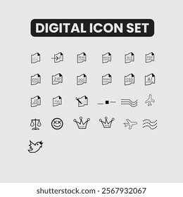 "Versatile digital icon set crafted for seamless integration in websites, apps, and presentations. Features sleek, modern designs with a professional touch. Ideal for enhancing user experience.