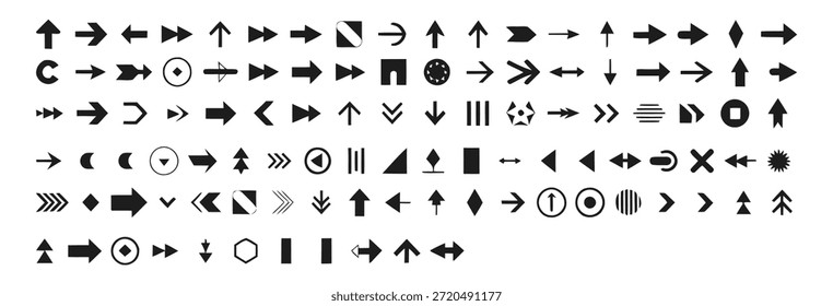Versátil conjunto de iconos de flecha direccional para diseño minimalista y navegación